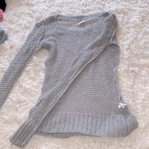 aerie grey sheer knit sweater